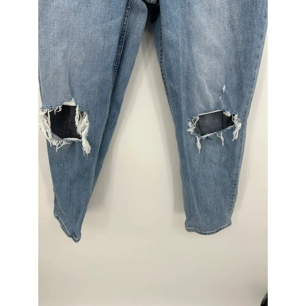 Abercrombie & Fitch The Mom High Rise Jeans Women 8R‎ Distressed Curve Love Blue